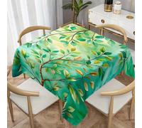 CCZM Nature Aquarelle Nappe Motif Branche d'arbre, Nappe Carrée 100x100 cm Anti Tache et Imperméable, Linge de Table en Polyester Lavable, Botanique Décoration - S-193