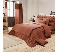 CDaffaires Bout de lit Double Gaze de Coton à Pompons 90 x 200 cm Gaia Terracotta