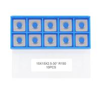CDBP Plaquettes carrées en carbure 15 x 15 x 2,5 mm - Rayon du tranchant 150 mm adapté à la tête de raboteuse hélicoïdale travail du bois ou outils tournage bois, 10 pièces