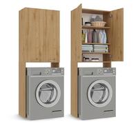 CDF Armoire de Machine à Laver et sèche-Linge Meuble Haut de Salle de Bain Etagère pour Machine Laver Moderne Meuble Superposé pour Salle de Bain Cuisine Buanderie Chêne Artisan 30x64x180 cm