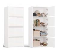 CDF Armoire de Rangement 50 cm - 4 Portes 4 Étagères Push-to-Open Blanc