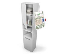 CDF Armoire de Salle de Bain Blanc 30x30x170 cm Colonne Haute à Étagères