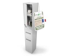 CDF Armoire de Salle de Bain Blanc 30x30x170 cm Colonne Haute à Étagères