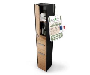 CDF Armoire de Salle de Bain Chêne Artisan Anthracite 30 cm Colonne Haute | Rangement vertical pour toilettes et petits espaces, meuble étroit, montage facile, usage domestique