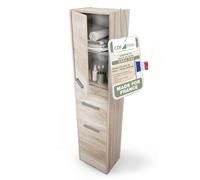 CDF Armoire de Salle de Bain Chêne Sonoma 30x30x170 cm Colonne à Étagères | Rangement vertical pour toilettes et petits espaces, meuble étroit, montage facile, usage domestique