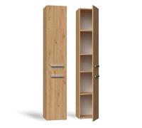 CDF Armoire de Salle de Bain Haute et étroite sans Panier à Linge, larg.: 31 cm Meuble de Rangement Adapté aux Petits Espaces, WC Couloir Chêne Artisan, 30x31x174 cm Résistant à l’Humidité