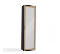 CDF Armoire d'Entrée Verticale Miroir Duo Anthracite/Chêne Artisan - Tringle Vêtements 2 Étagères Porte Réversible - Meuble Couloir Dressing Rangement Vestes Chaussures Anti-Basculement 35x50x180 cm