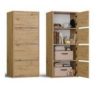 CDF Armoire Haute de Rangement 50 cm - 4 Portes Push-to-Open Chêne Artisan | Ouverture Sans Poignée, Pour Salon, Bureau, Entrée, Chambre, Couloir, Usage Domestique, Format Vertical