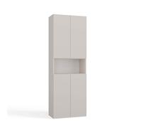 CDF Armoire Haute Salle de Bain Meuble Colonne de Salle de Bain Armoire de Rangement à 4 Portes avec Etagère Réglable pour Salon Cuisine - 60x30x174 cm Anthracite/Chêne Artisan - 1 Panier à Linge