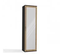 CDF Armoire Penderie Miroir - 1 Porte Réversible Anthracite 35x50x180 cm | Usage Entrée et Couloir, Tringle pour Vêtements, 2 Étagères, Sangle Anti-Basculement, Rangement Vestes et Chaussures