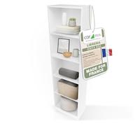 CDF Bibliothèque Colonne Ouverte à Cases pour Rangement - Blanc 50 cm | Meuble, compartiments livres et dossiers, usage bureau salon chambre, format vertical décoration intérieure