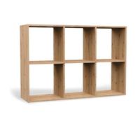 CDF Bibliothèque Étagère à 6 Compartiments Meuble de Rangement Cube Buffet Bas pour Livres Jouets Salon Bureau Chambre 110 x 75 x 30 cm - Chêne Artisan
