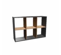 CDF Bibliothèque Étagère à 6 Compartiments Meuble de Rangement Cube Buffet Bas pour Livres Jouets Salon Bureau Chambre 110 x 75 x 30 cm - Anthracite/Chêne Artisan
