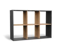 CDF Bibliothèque Étagère à 6 Compartiments Meuble de Rangement Cube Buffet Bas pour Livres Jouets Salon Bureau Chambre 110 x 75 x 30 cm - Anthracite/Chêne Artisan