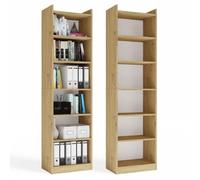 CDF Bibliothèque Étagère Colonne Bureau Tablette Livre Salon Chêne Artisan | 6 étagères, panneau de particules 16 mm, finition mat, 50x32x183 cm, montage soi-même, garantie 2 ans, poids 28,5 kg, moderne