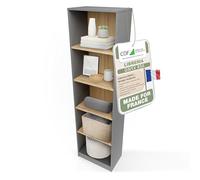 CDF Bibliothèque Ouverte Meuble à Case de Rangement avec Compartiments Colonne pour Bureau Salle à Manger Home Office Salon Livres Dossiers Décoration Chambre Vertical - Anthracite/Chêne artisan 50 cm