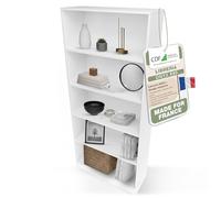 CDF Bibliothèque Ouverte Meuble à Case de Rangement avec Compartiments Colonne pour Bureau Salle à Manger Home Office Salon Livres Dossiers Décoration Chambre Modern Vertical - Blanc 80 cm