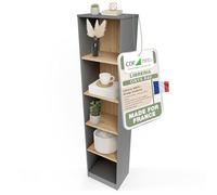 CDF Bibliothèque Ouverte Meuble à Case de Rangement avec Compartiments Colonne pour Bureau Salle à Manger Home Office Salon Livres Dossiers Décoration Chambre Vertical - Anthracite/Chêne artisan 40 cm