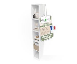CDF Bibliothèque Ouverte Meuble à Case de Rangement avec Compartiments Colonne pour Bureau Salle à Manger Home Office Salon Livres Dossiers Décoration Chambre Modern Vertical - Blanc 25 cm