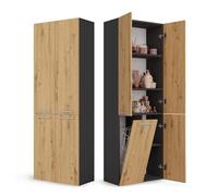 CDF Colonne de Salle de Bain avec 1 Panier à Linge - 60x30x174 cm Chêne