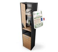 CDF Colonne Salle de Bain Anthracite 30x30x170 cm Meuble à Étagères
