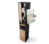 CDF Colonne Salle de Bain Chêne/Anthracite 30x30x170 cm Haute à Étagères