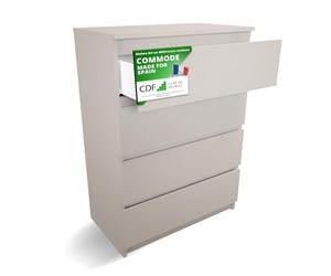 CDF Commode 4 Tiroirs Commode Chambre Cachemire Meuble Armoire de Rangement Spacieux pour Salon Bureau Spacieuse et Design Moderne Facile à Installer 40x70x97 cm Meuble à Vêtements