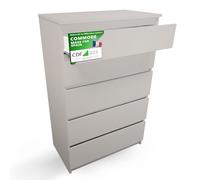 CDF Commode 5 Tiroirs Commode Chambre Cachemire Meuble Armoire de Rangement Spacieux pour Salon Bureau Spacieuse et Design Moderne Facile à Installer 40x70x109,5 cm Meuble à Vêtements