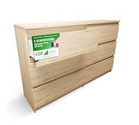 CDF Commode 6 Tiroirs Chêne Artisan pour Chambre ou Salon 30x75x120 cm | Rangement de vêtements, usage au bureau, installation facile, design moderne, armoire basse, usage quotidien