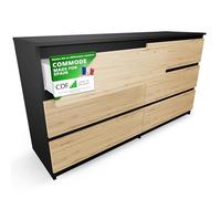 CDF Commode 6 Tiroirs Commode Chambre Anthracite Chêne Artisan Meuble Armoire de Rangement Spacieux pour Salon Bureau Spacieuse et Design Moderne Facile à Installer 40x75x138 cm Meuble à Vêtements