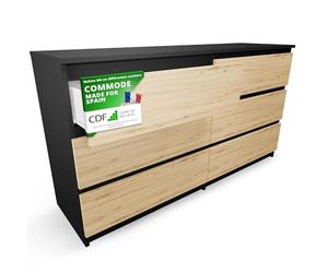 CDF Commode 6 Tiroirs Commode Chambre Anthracite Chêne Artisan Meuble Armoire de Rangement Spacieux pour Salon Bureau Spacieuse et Design Moderne Facile à Installer 40x75x138 cm Meuble à Vêtements