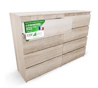 CDF Commode 8 Tiroirs Commode Chambre Chêne Sonoma Meuble Armoire de Rangement Spacieux pour Salon Bureau Spacieuse et Design Moderne Facile à Installer 40x97x138 cm Meuble à Vêtements