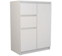 CDF Commode Compacte 2 Portes et 2 Tiroirs Meuble de Rangement Étroit Salon Chambre Bureau 70 x 40 x 97 cm - Blanc