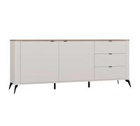 CDF Commode Cordoba Élégante 2D3S 183cm Largeur 2 Portes 3 Tiroirs Fermeture Douce Gris Chêne Design Scandinave Rangement Généreux Pratique Chambre Salon