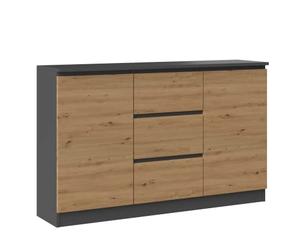 CDF Commode Moderne 2D3S (2 Portes, 3 tiroirs) | Couleur : Anthracite - Chêne Artisan | Meuble de Rangement, pour Petits Objets | Idéal pour Le Salon, la Chambre à Coucher, la Chambre d'enfants