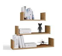 CDF Étagères Murales en Bois Lot de 3 Chêne Artisan 80x60x40 cm | Montage au mur, livres et cadres photo, organisation séjour espace travail chambre enfant, style moderne minimaliste