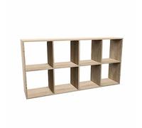 CDF Grande Bibliothèque Étagère à 8 Compartiments Buffet Bas Diviseur de Pièce Meuble de Rangement pour Salon Bureau 147 x 75 x 30 cm - Chêne Sonoma