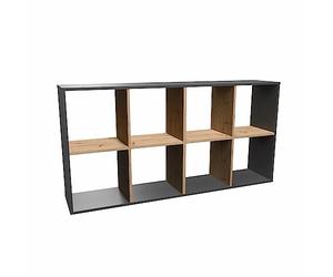 CDF Grande Bibliothèque Étagère à 8 Compartiments Buffet Bas Diviseur de Pièce Meuble de Rangement pour Salon Bureau 147 x 75 x 30 cm - Anthracite/Chêne Artisan