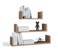 CDF Lot de 3 Étagères Murales Flottantes Chêne Sonoma 80/60/40x20x14 cm | Étagère Cadre Photo pour Livres, Cadres & Décoration | Rangement Séjour Bureau Chambre Enfant | Design Moderne Minimaliste Zen