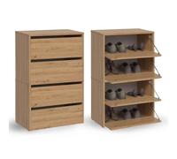 CDF Meuble à Chaussures | Armoire avec Étagères Ouvertes - Chêne Artisan | Usage Hall d'Entrée, Usage Couloir, Usage Bureau, Organisation Quotidienne, Rangement pour la Maison
