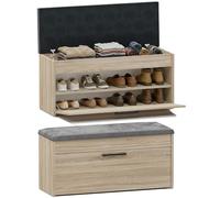 CDF Meuble à Chaussures avec Assise - Porte Battante Chêne Sonoma Entrée | Rangement dans le couloir ou au bureau, coussin confortable, design moderne, usage quotidien à domicile
