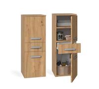CDF Meuble de Salle de Bain Colonne Basse Armoire de Rangement avec 1 Tiroir et 2 Portes Petit Placard pour Salle d'eau Buanderie Étagères Design Moderne 30 x 30 x 85 cm - Chêne Artisan