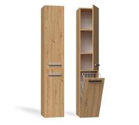 CDF Meuble de Salle de Bain Colonne Étroite Chêne Artisan WC 30x31x174 cm