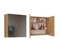 CDF Meuble de Salle de Bain Suspendu avec Double Miroir Armoire de Toilette Murale 2 Portes 3 Étagères au-Dessus du Lavabo Spacieux 60 x 60 x 22 cm - Chêne Artisan