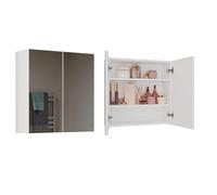 CDF Meuble de Salle de Bain Suspendu avec Double Miroir Armoire de Toilette Murale 2 Portes 3 Étagères au-Dessus du Lavabo Spacieux 60 x 60 x 22 cm - Blanc
