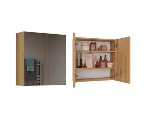 CDF Meuble de Salle de Bain Suspendu avec Double Miroir Armoire de Toilette Murale 2 Portes 3 Étagères au-Dessus du Lavabo Spacieux 60 x 60 x 22 cm - Chêne Artisan