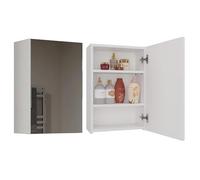 CDF Meuble de Salle de Bain Suspendu avec Miroir Armoire de Toilette Murale 1 Porte 3 Étagères au-Dessus du Lavabo Gain de Place 40 x 60 x 22 cm - Blanc