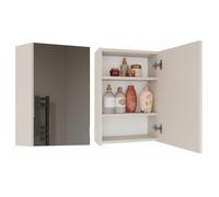 CDF Meuble de Salle de Bain Suspendu avec Miroir Armoire de Toilette Murale 1 Porte 3 Étagères au-Dessus du Lavabo Gain de Place 40 x 60 x 22 cm - Cachemire (Beige)