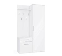 CDF Meuble d'Entrée Vestiaire avec Miroir Coulissant Blanc - 35x50x180 cm