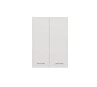 CDF Meuble Dessus Machine à Laver Armoire de Salle de Bain Suspendue à Portes Longues Rangement 4 Étagères 64 x 90 x 30 cm - Blanc